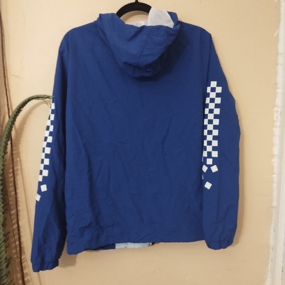 M. Society men's blue red & white Full Zip hooded racers Jacket size small - Picture 3 of 12